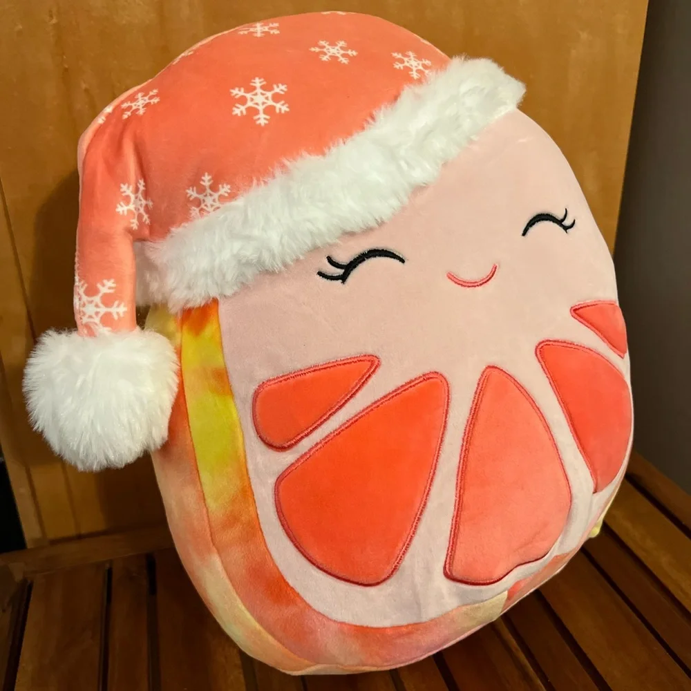 NWT 12” HTF FTM Kaldette Grapefruit in Santa Sleepy Hat winter Christmas tye dye - Picture 6 of 7